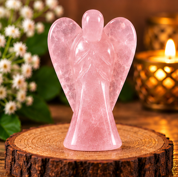 Rose Quartz Angel Statue