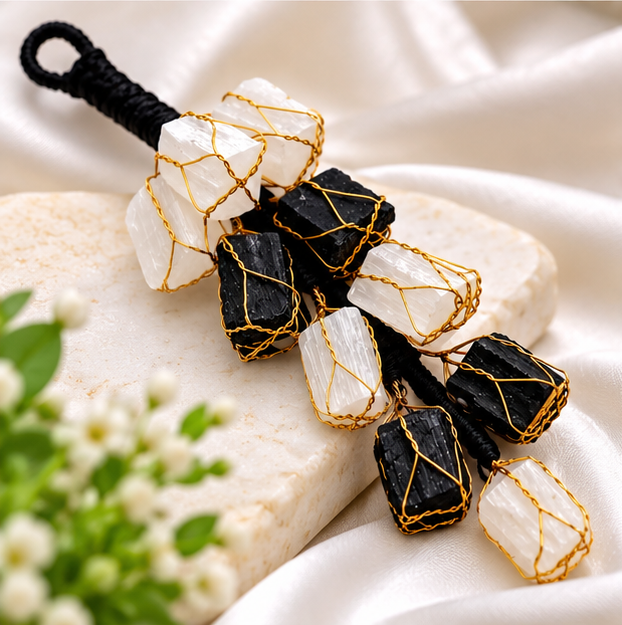 Selenite + Black Tourmaline Door Hanger