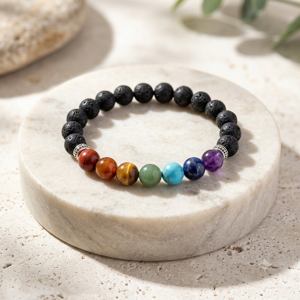 7 Chakra Lava Bracelet